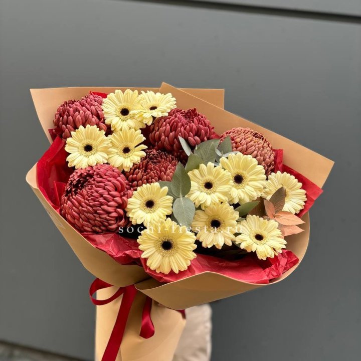 Букет гербер и хризантем Бигуди в Кургане
