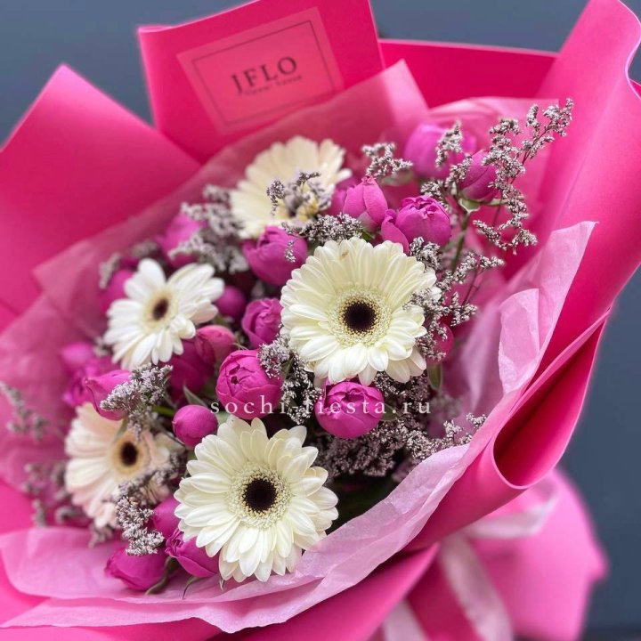 Букет гербер и мисти бабблс  в Кургане