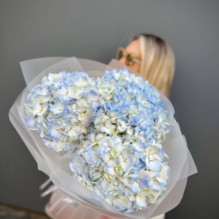 Букет из 3 голубых гортензий  в Кургане