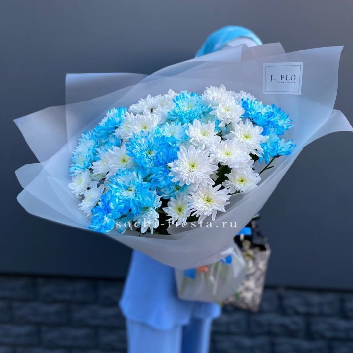 Букет хризантем "Голубая снежинка" в Кургане