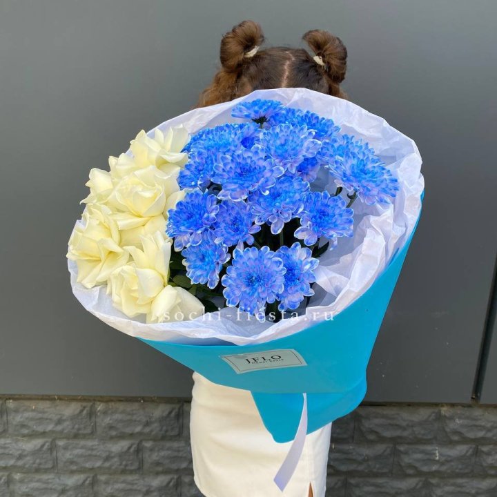 Дуо букет розы и хризантема в Кургане