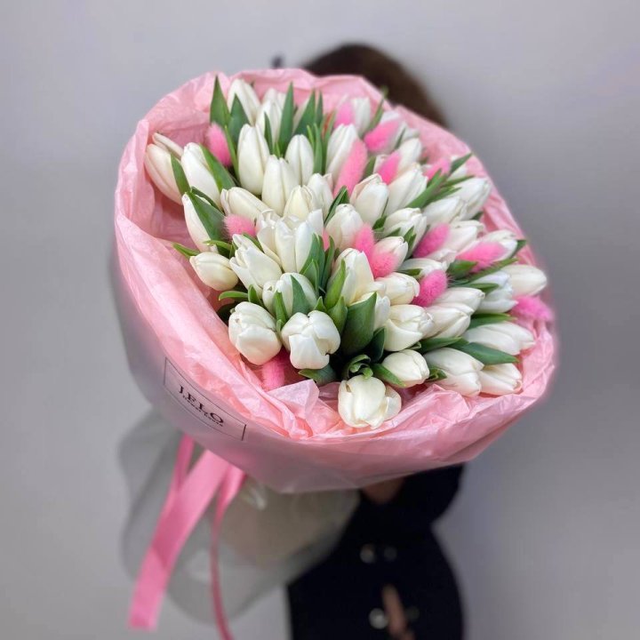 51 белый тюльпан "Рози" в Кургане