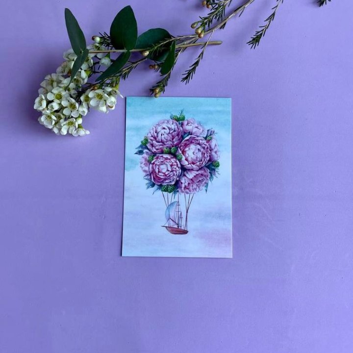 Открытка к букету "Пион" в Кургане