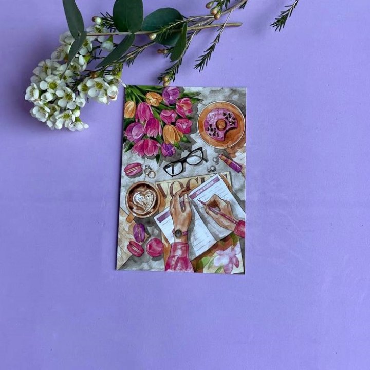 Открытка к букету "Леди на работе" в Кургане