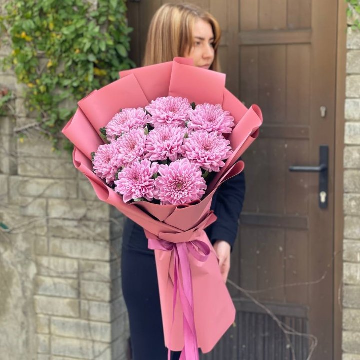 Букет хризантем розовый в Кургане