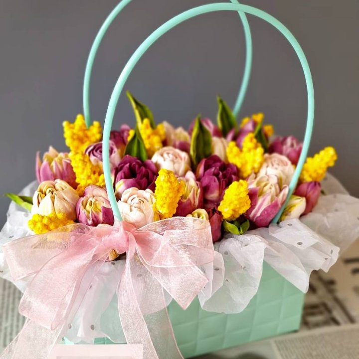 Тюльпаны в сумочке из зефира в Кургане