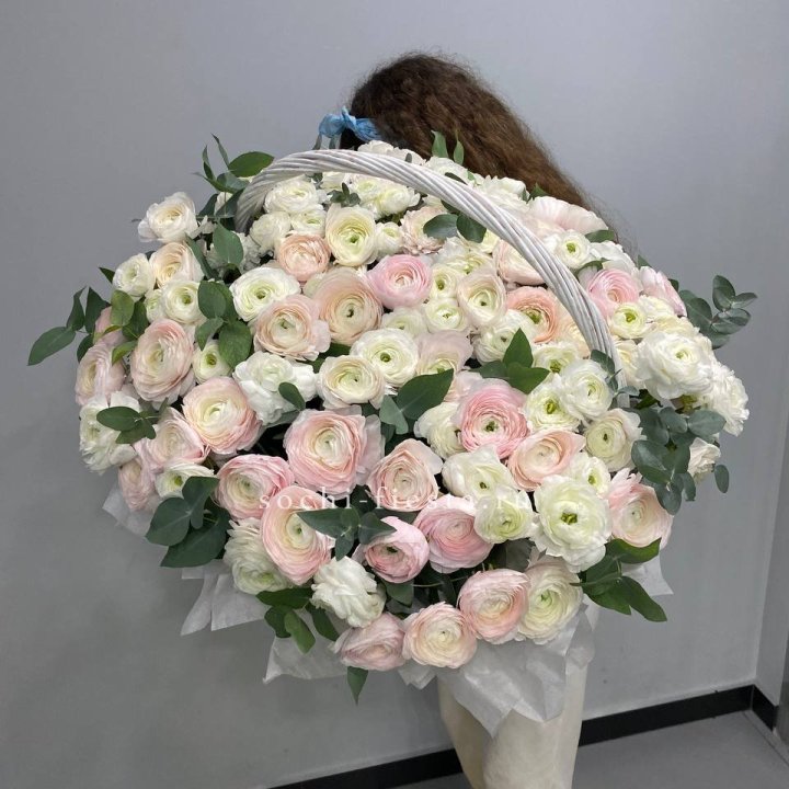 Ранункулюсы в корзине в Кургане