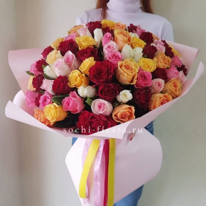 101 роза Кенийский микс "Нежность" в Кургане