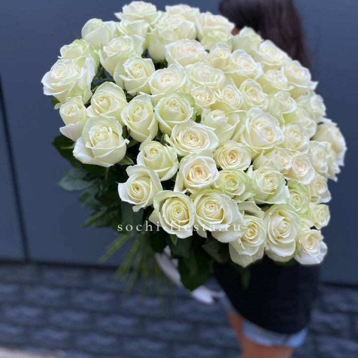 51 белоснежная высокая роза в Кургане