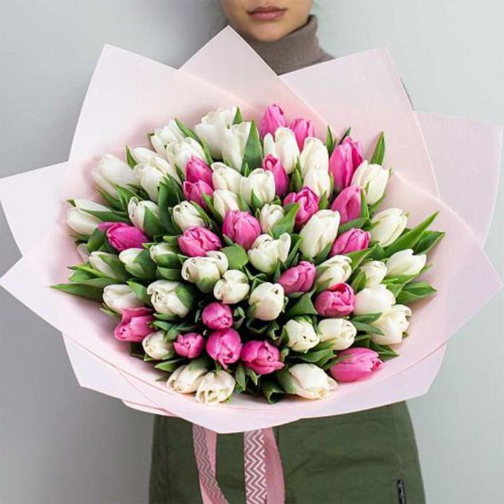 61 бело-розовый тюльпан в Кургане