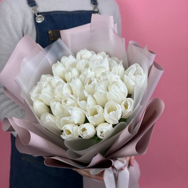 Букет белых тюльпанов "Пур-пур" в Кургане